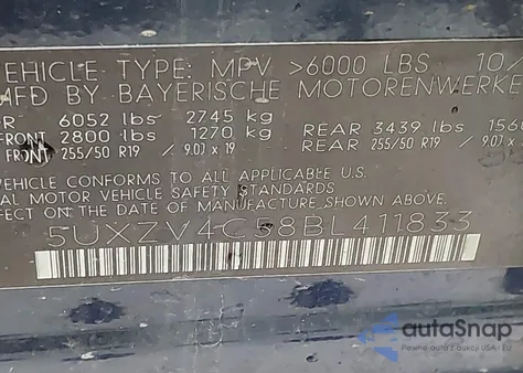 2011 BMW X5 xDrive35I/xDrive35I Premium/xDrive35I Sport Activity z USA, uszkodzony, nr VIN 5UXZV4C58BL411833